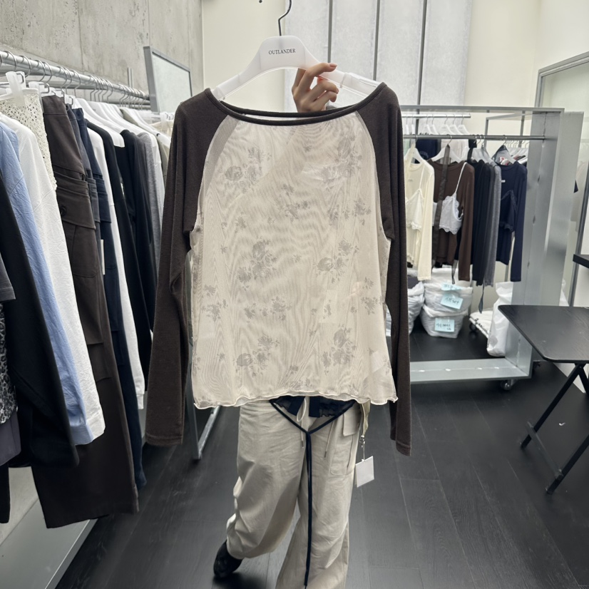 X韓國代購女裝新款真品時尚熱賣人氣休閑推薦長袖T恤OUTLANDER長袖T恤圖色2棕色