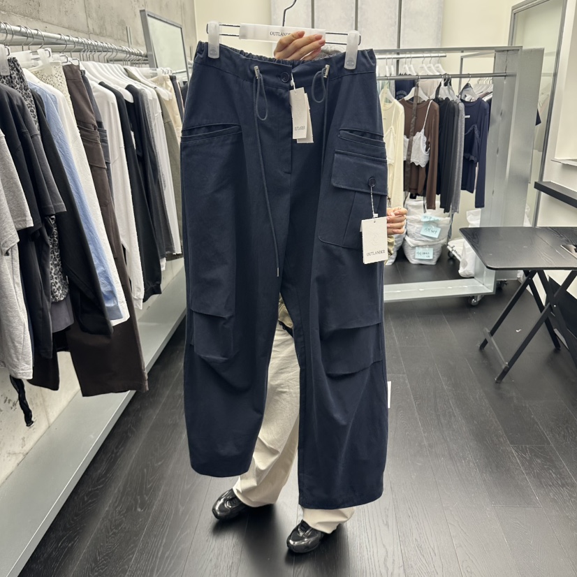 X韓國代購26秋季新品熱賣時尚休閑真品推薦人氣休閑褲OUTLANDER休閑褲圖色4藍色