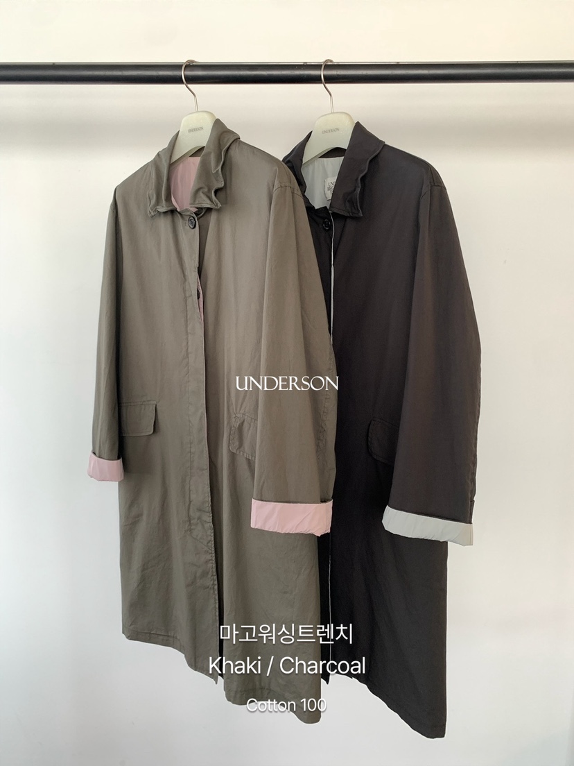 UNDERSON韓國代購26秋冬新款時尚推薦休閑熱賣人氣長款風衣UNDERSON長款風衣