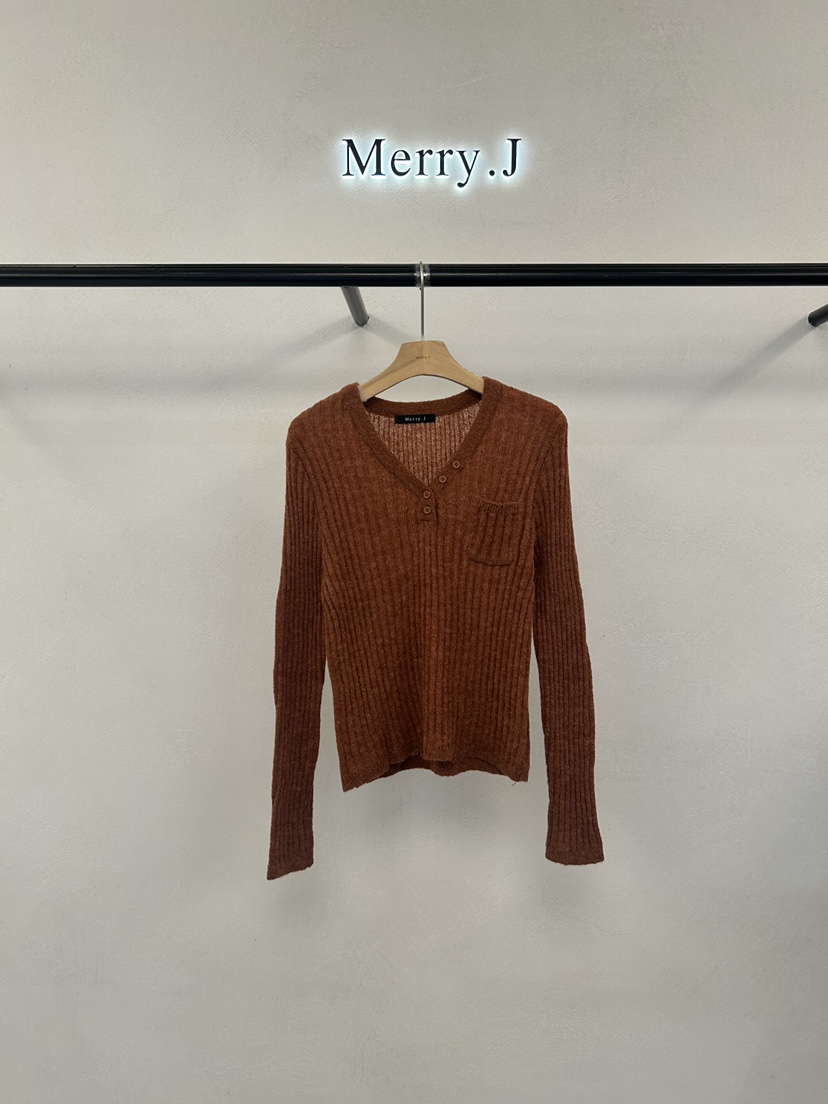 MERRY-J韓國直郵女士新品人氣時尚熱賣休閑推薦針織衫口袋MERRY-J針織衫圖色1