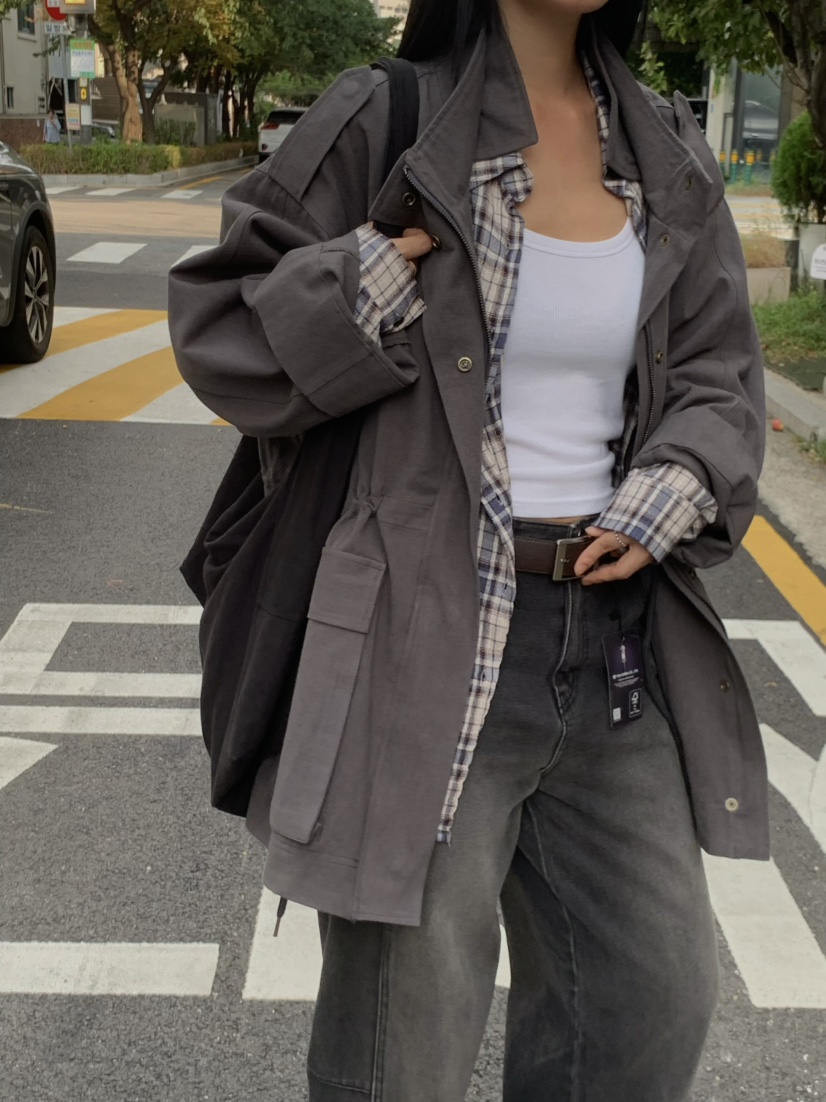 OVER NEAR韓國直郵女裝新款真品推薦熱賣休閑時尚夾克水洗OVER NEAR夾克