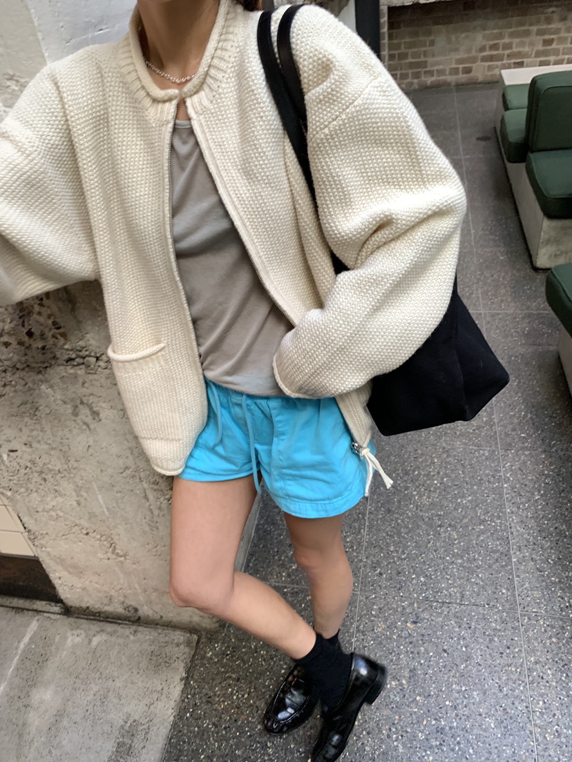 ROMANTICIZE韓國直郵女裝新款休閑推薦時尚針織衫華夫格拉鏈ROMANTICIZE針織衫