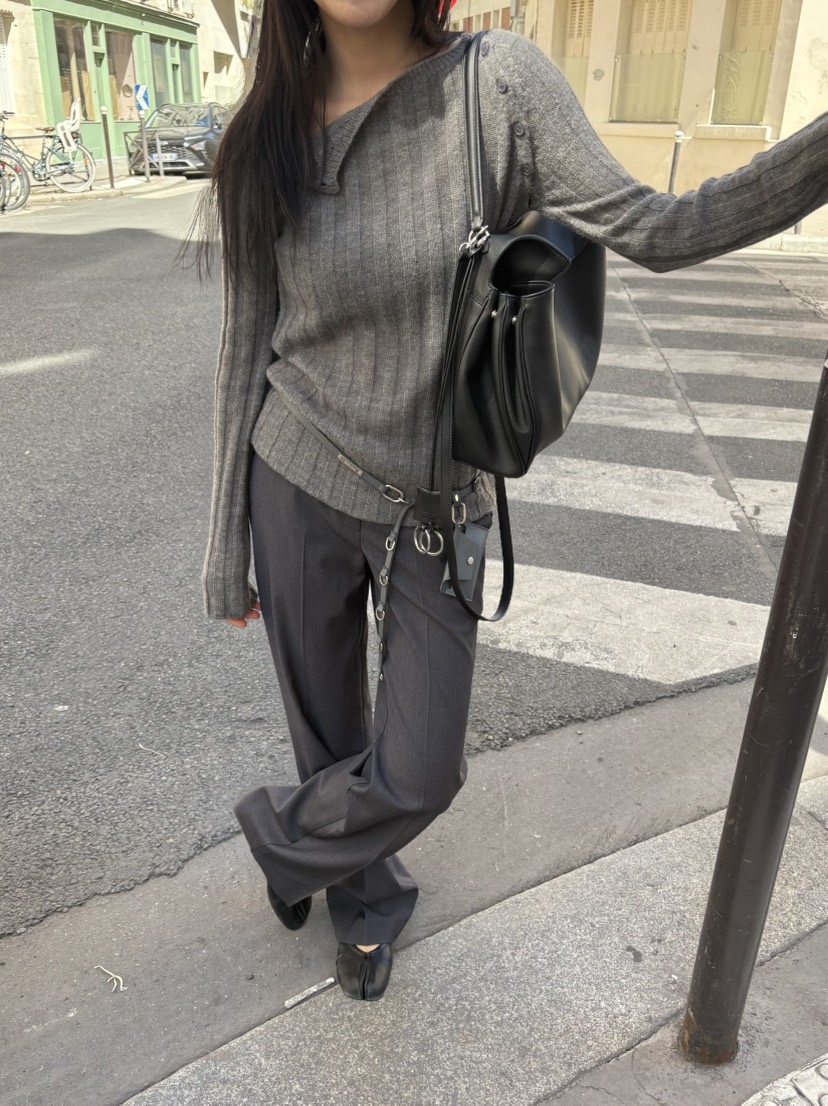 FOR TAPE東大門代購26秋冬新品推薦時尚真品針織衫船領紐扣FOR TAPE針織衫