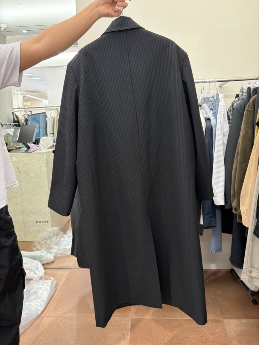 FOR TAPE東大門代購女士新品推薦時尚熱賣中長款大衣條紋FOR TAPE中長款大衣