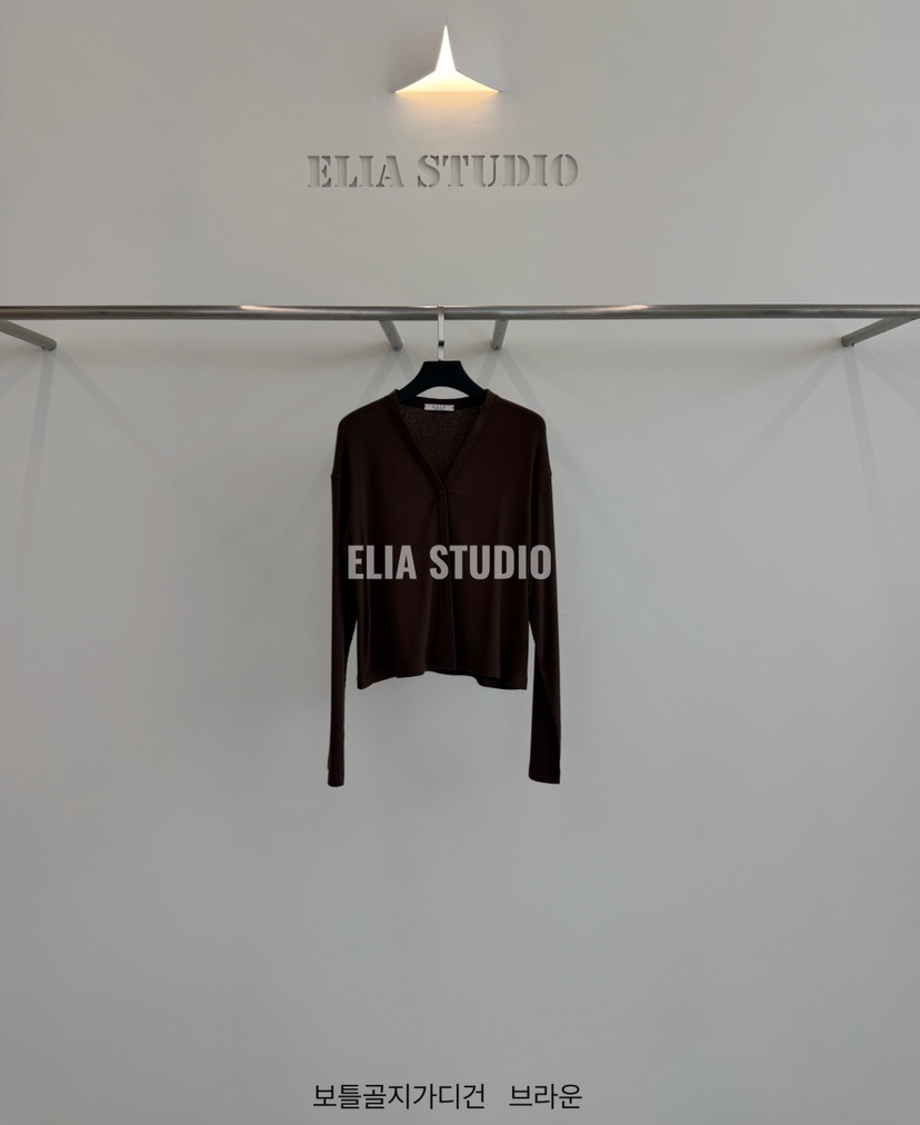 ELIA東大門直郵26秋冬新款時尚人氣休閑推薦開衫開衫羅紋ELIA開衫圖色4棕色