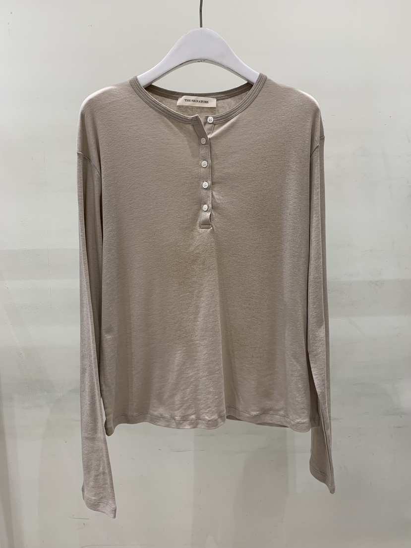 THE SIGNATURE東大門實拍女士新品人氣真品推薦長袖T恤紐扣THE SIGNATURE長袖T恤圖色2