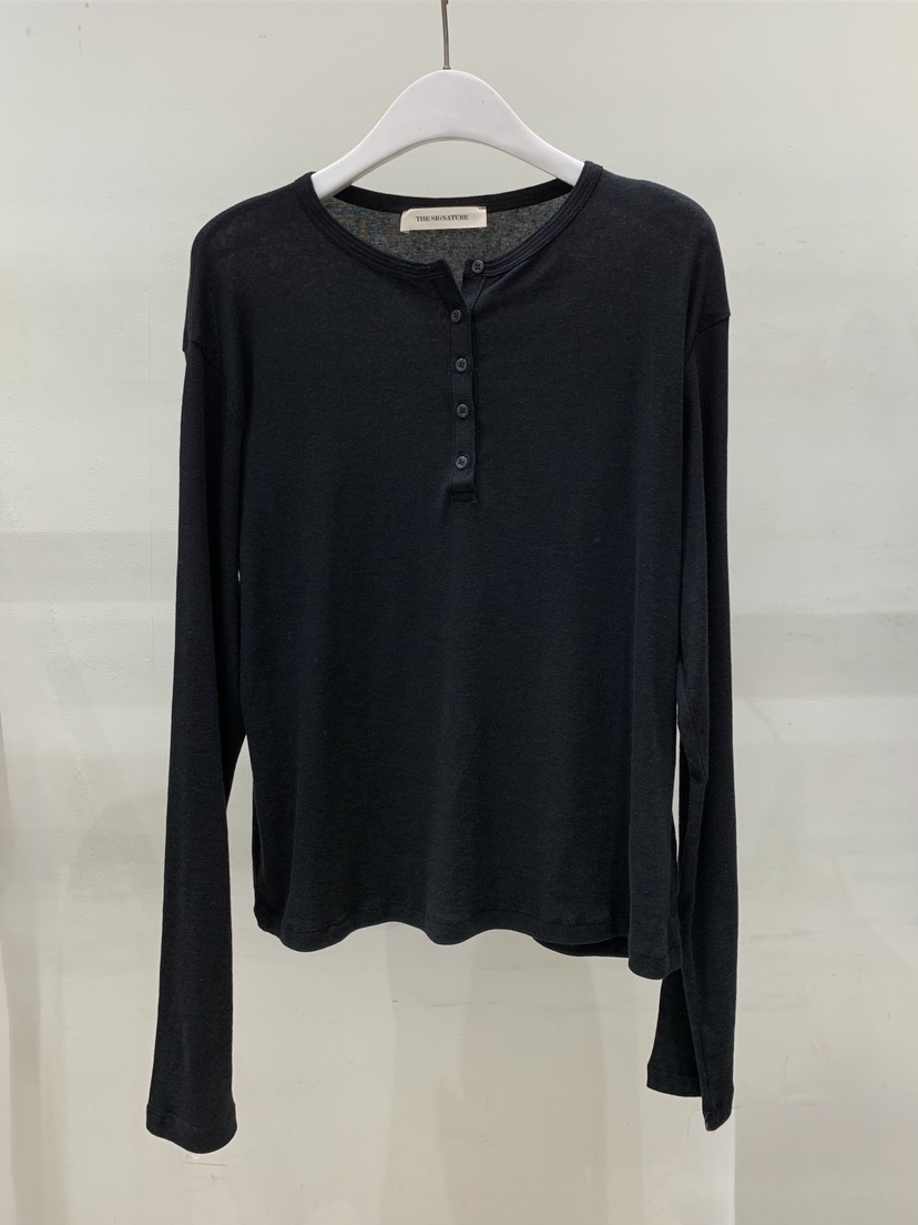 THE SIGNATURE東大門實拍女士新品人氣真品推薦長袖T恤紐扣THE SIGNATURE長袖T恤圖色5