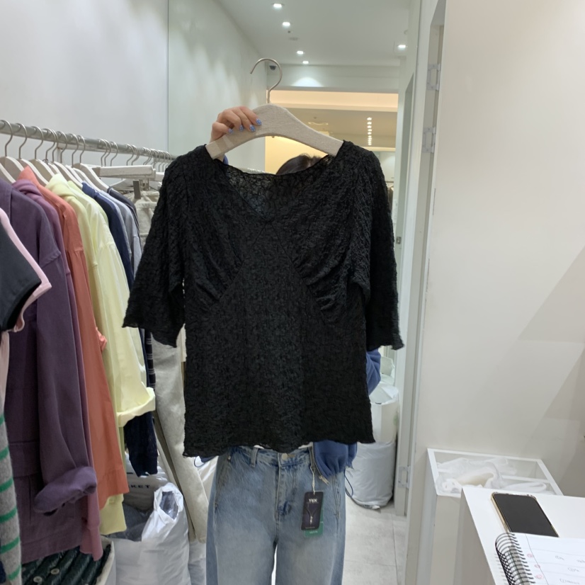 ASOME韓國直郵26秋季新品熱賣人氣時尚休閑真品推薦T恤褶皺A.SOMET恤圖色1