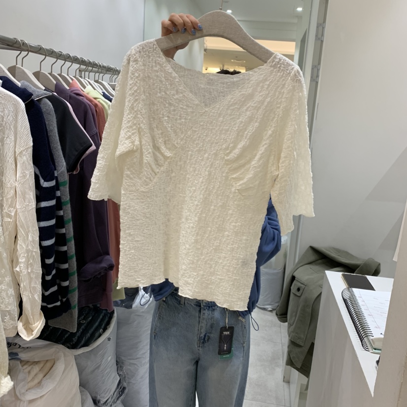 ASOME韓國直郵26秋季新品熱賣人氣時尚休閑真品推薦T恤褶皺A.SOMET恤圖色2