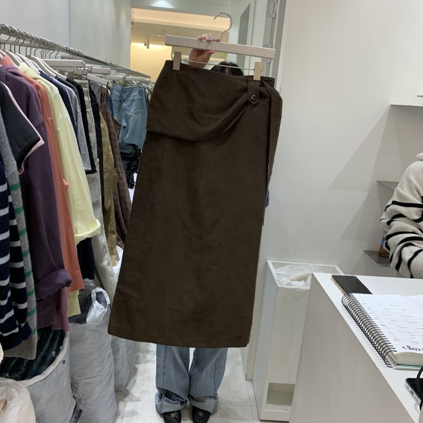 ASOME韓國代購女裝新品人氣真品熱賣休閑推薦時尚長裙麂皮A.SOME長裙圖色2
