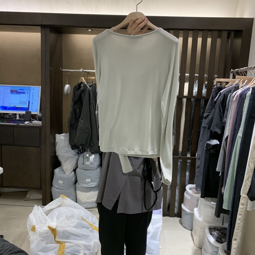 RAWROW韓國代購26秋季新品推薦休閑熱賣真品時尚長袖T恤系帶RAWROW長袖T恤