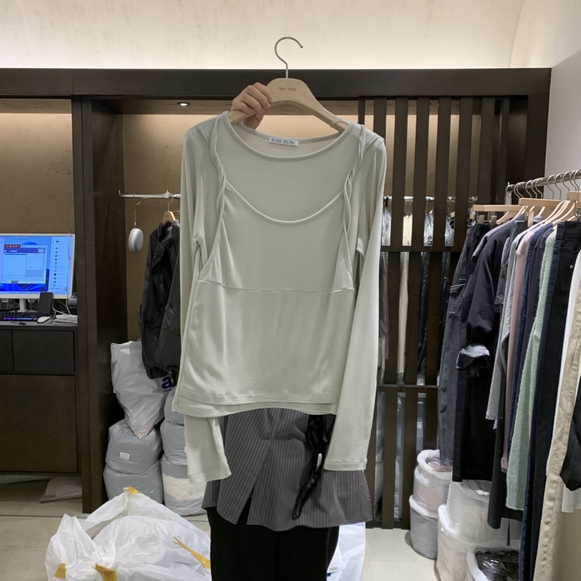 RAWROW韓國代購26秋季新品推薦休閑熱賣真品時尚長袖T恤系帶RAWROW長袖T恤圖色1