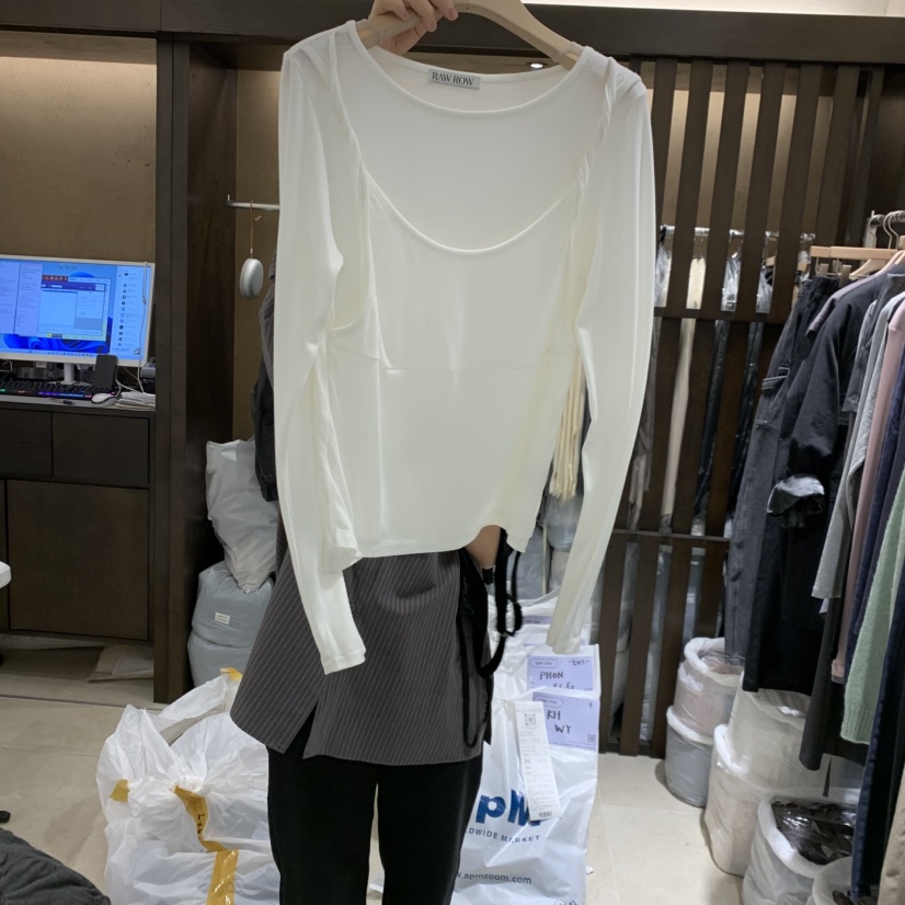 RAWROW韓國代購26秋季新品推薦休閑熱賣真品時尚長袖T恤系帶RAWROW長袖T恤圖色2