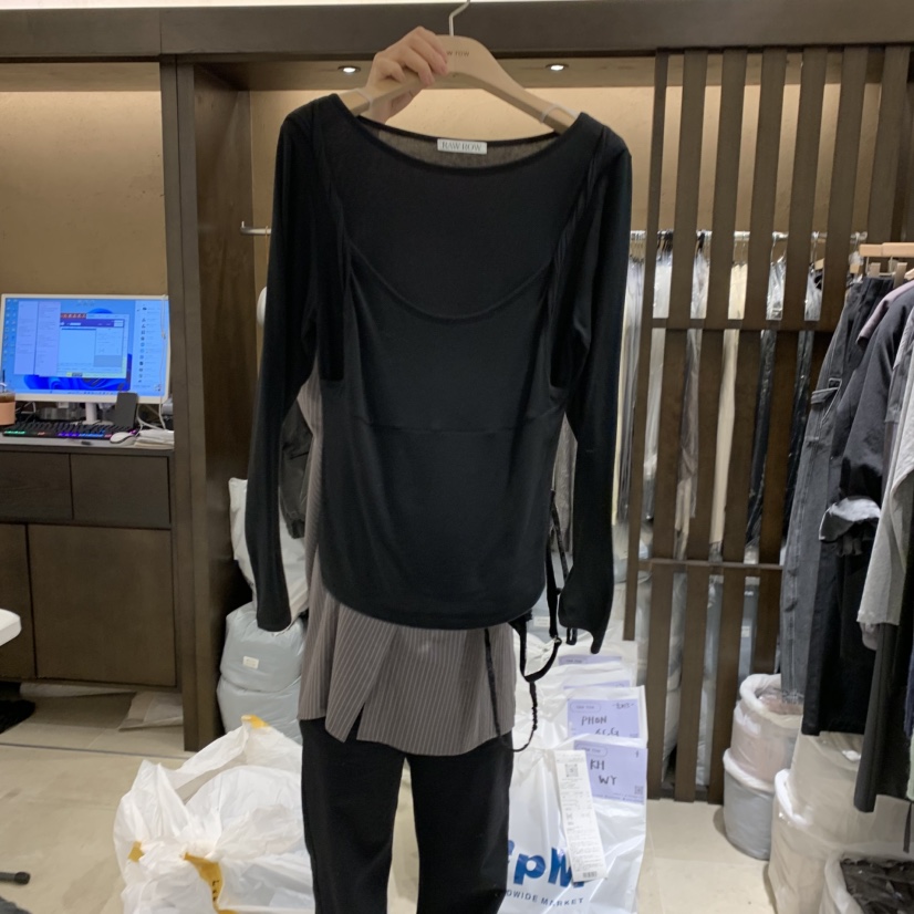 RAWROW韓國代購26秋季新品推薦休閑熱賣真品時尚長袖T恤系帶RAWROW長袖T恤圖色3