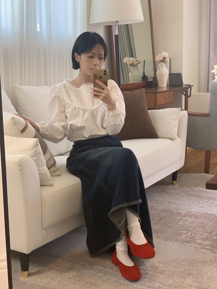 MAINT韓國代購26秋季新品人氣推薦休閑襯衫蕾絲衫短款褶裥MAINT襯衫/蕾絲衫