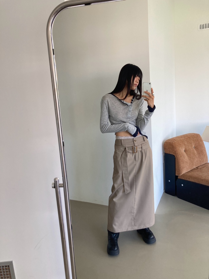 MORE THAN-P韓國直郵女士新款休閑真品熱賣時尚長裙腰帶MORE THAN長裙