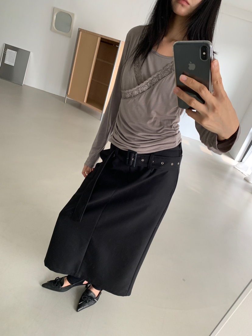 MORE THAN-P韓國直郵女士新款休閑真品熱賣時尚長裙腰帶MORE THAN長裙