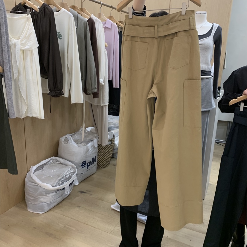 VILLABUTTON韓國直郵26秋季新品人氣推薦休閑褲含腰帶口袋VILLABUTTON休閑褲