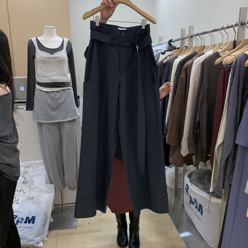 VILLABUTTON韓國直郵26秋季新品人氣推薦休閑褲含腰帶口袋VILLABUTTON休閑褲圖色2