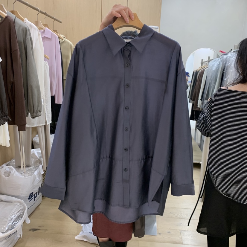 VILLABUTTON韓國代購26秋冬新品推薦真品休閑襯衫蕾絲衫大號VILLABUTTON襯衫/蕾絲衫圖色1