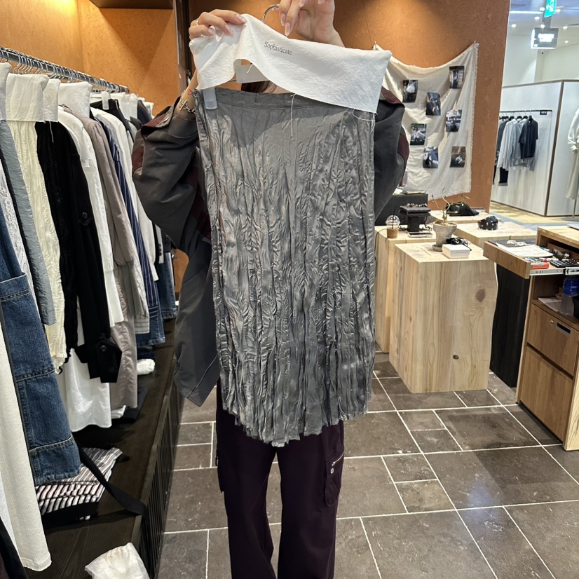 SOPHISTICATE韓國代購女裝新品休閑半身裙中短裙褶皺緞面SOPHISTICATE半身裙/中短裙圖色3