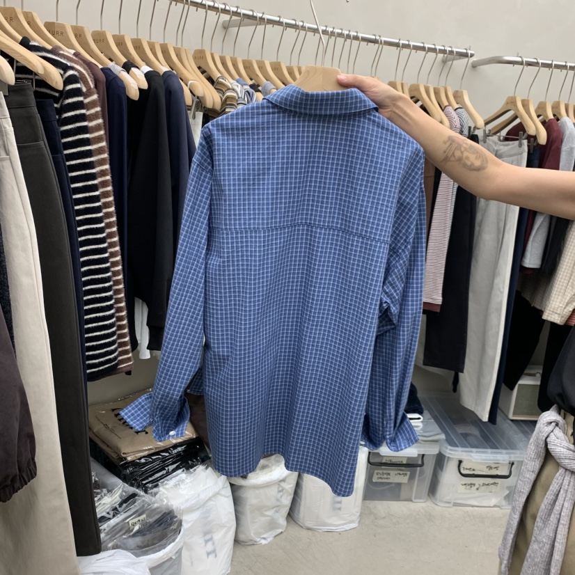 MURR韓國直郵女士新品時尚推薦人氣真品休閑襯衫蕾絲衫格子MURR襯衫/蕾絲衫