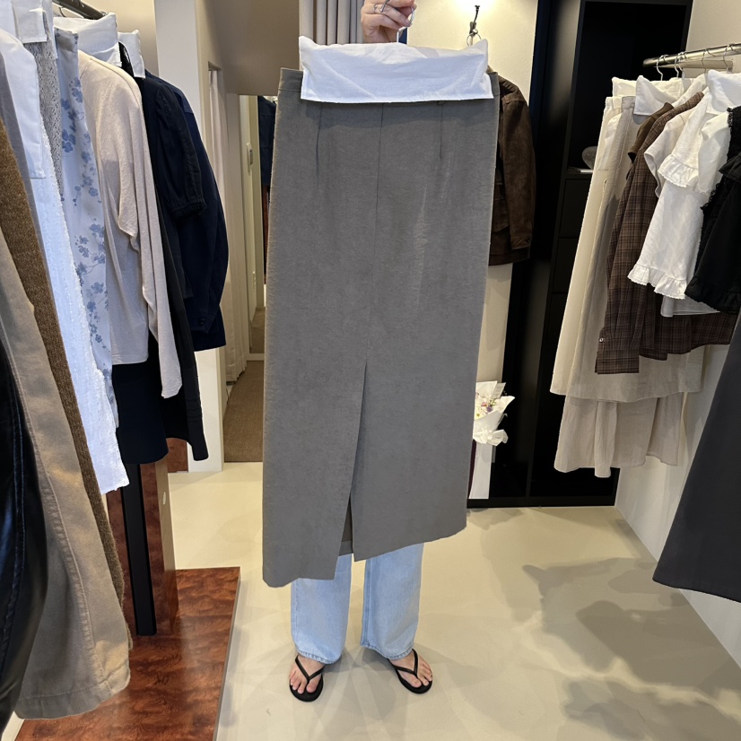 OBJET/LOVEUSU東大門實拍女裝新品真品休閑長裙絨面革羅紋OBJET/LOVEUSU長裙