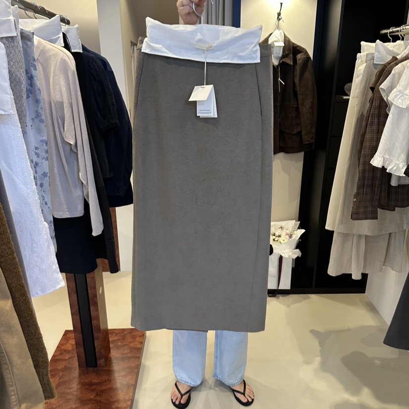 OBJET/LOVEUSU東大門實拍女裝新品真品休閑長裙絨面革羅紋OBJET/LOVEUSU長裙圖色2