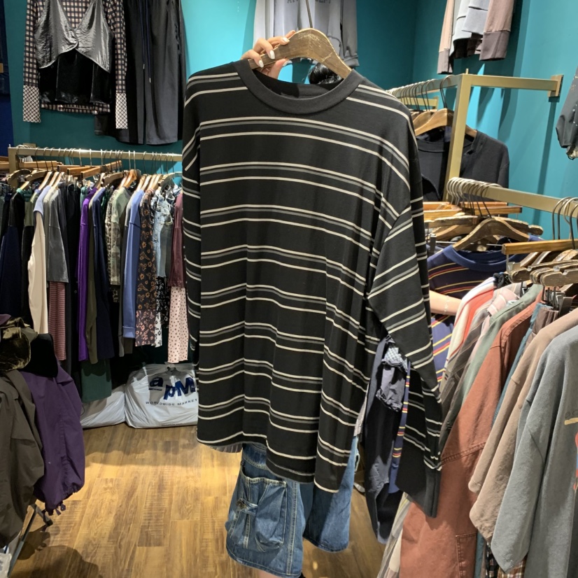 MERCI LINDA東大門實拍女裝新品時尚人氣休閑長袖T恤條紋MERCI LINDA長袖T恤圖色2