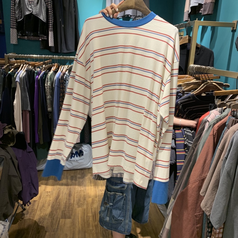 MERCI LINDA東大門實拍女裝新品時尚人氣休閑長袖T恤條紋MERCI LINDA長袖T恤圖色3