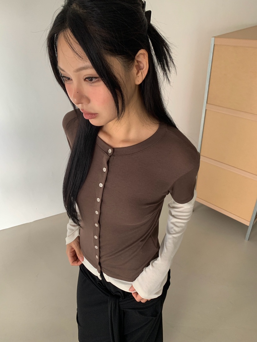 MORE THAN-P東大門代購女裝新款時尚真品長袖T恤假兩件MORE THAN長袖T恤