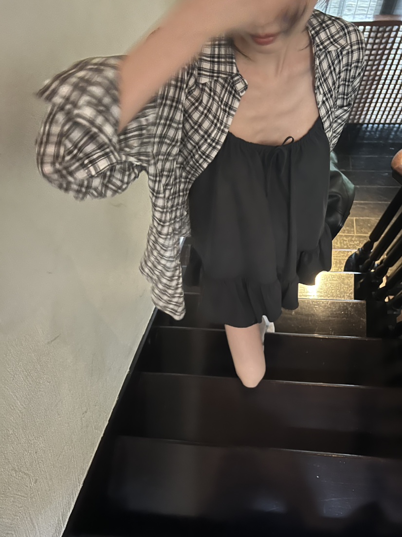 ME MO東大門直郵26秋季新款真品襯衫蕾絲衫不含內搭格子ME MO襯衫/蕾絲衫