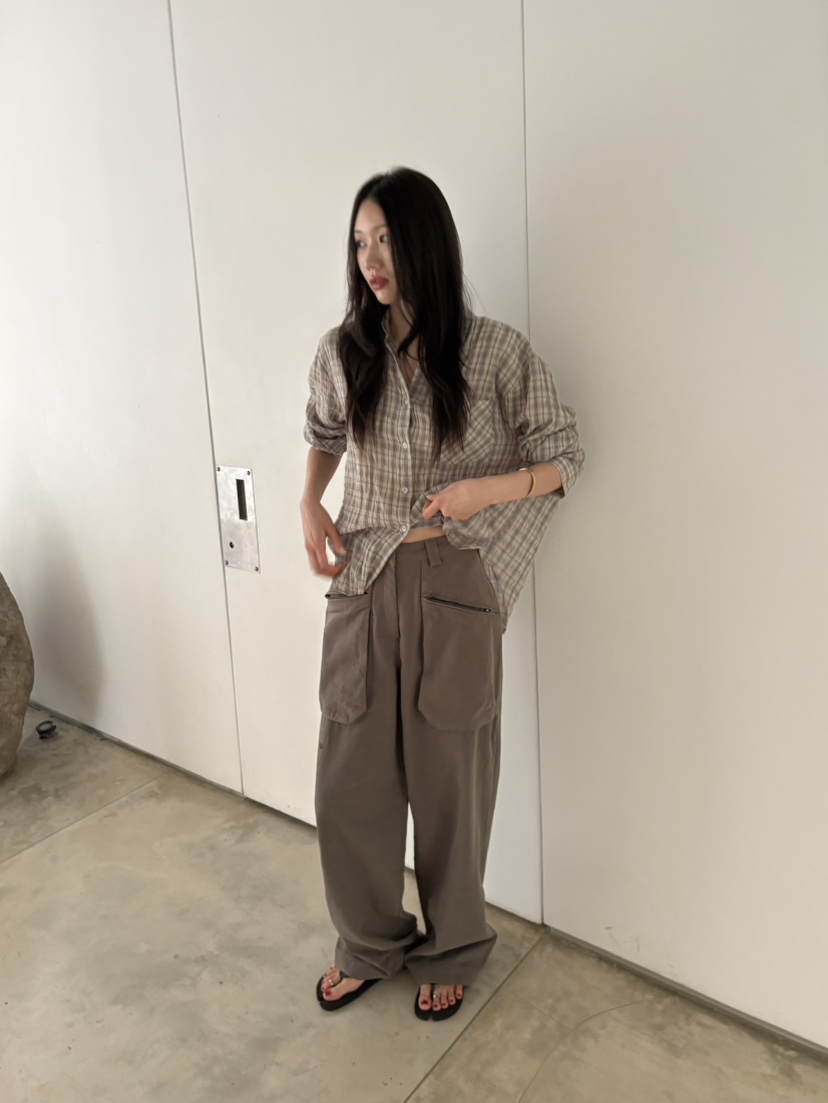 ME MO東大門直郵26秋季新款真品襯衫蕾絲衫不含內搭格子ME MO襯衫/蕾絲衫
