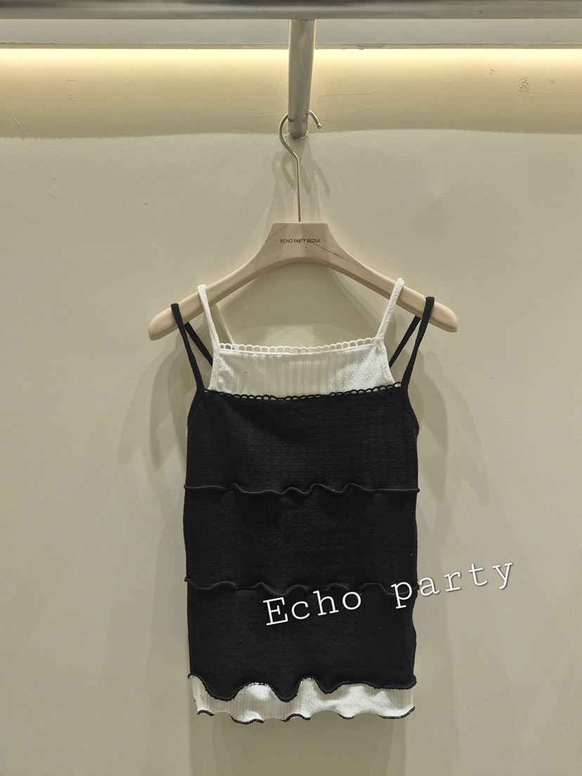 ECHOPARTY東大門實拍26秋冬新款推薦吊帶背心假兩件小號羅紋ECHOPARTY吊帶/背心圖色1