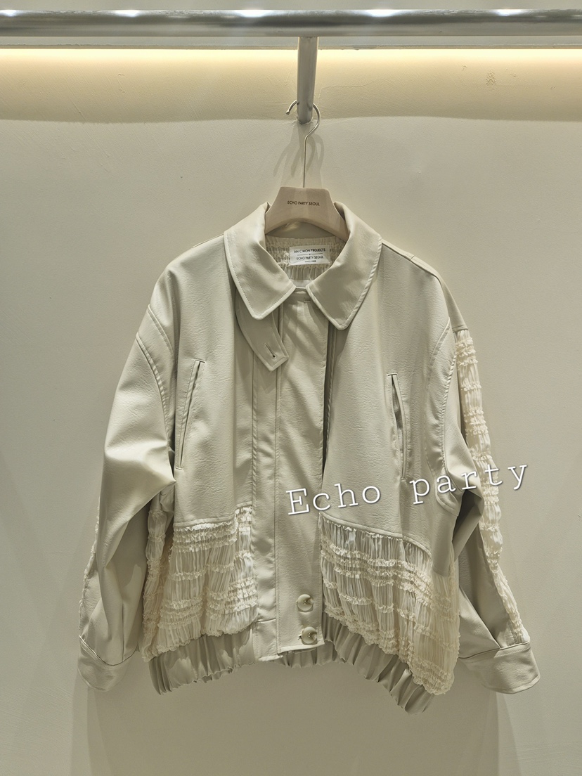 ECHOPARTY韓國代購26秋季新品熱賣推薦真品時尚休閑夾克皮革ECHOPARTY夾克圖色1