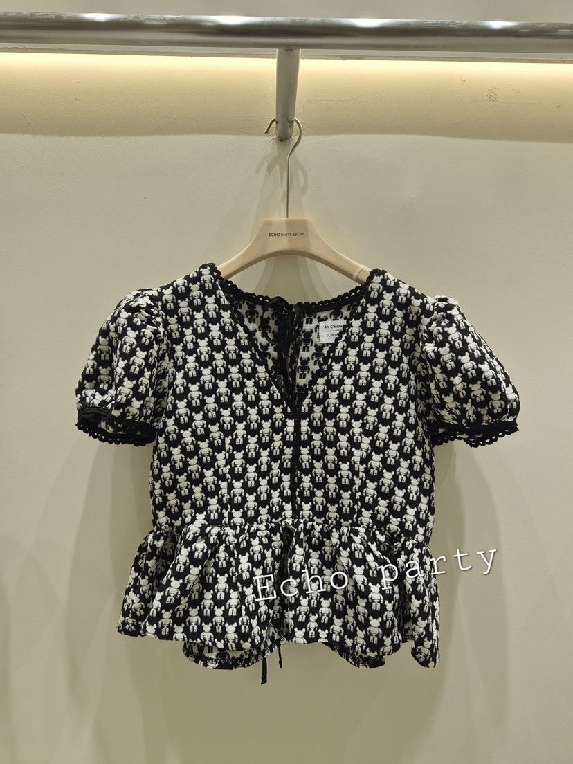 ECHOPARTY東大門代購女士新品時尚真品襯衫蕾絲衫提花開襟ECHOPARTY襯衫/蕾絲衫圖色1