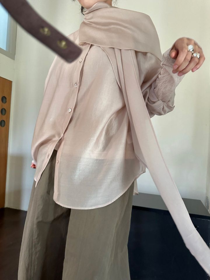 MARE韓國代購26秋季新款推薦熱賣休閑時尚襯衫蕾絲衫圍巾MARE襯衫/蕾絲衫