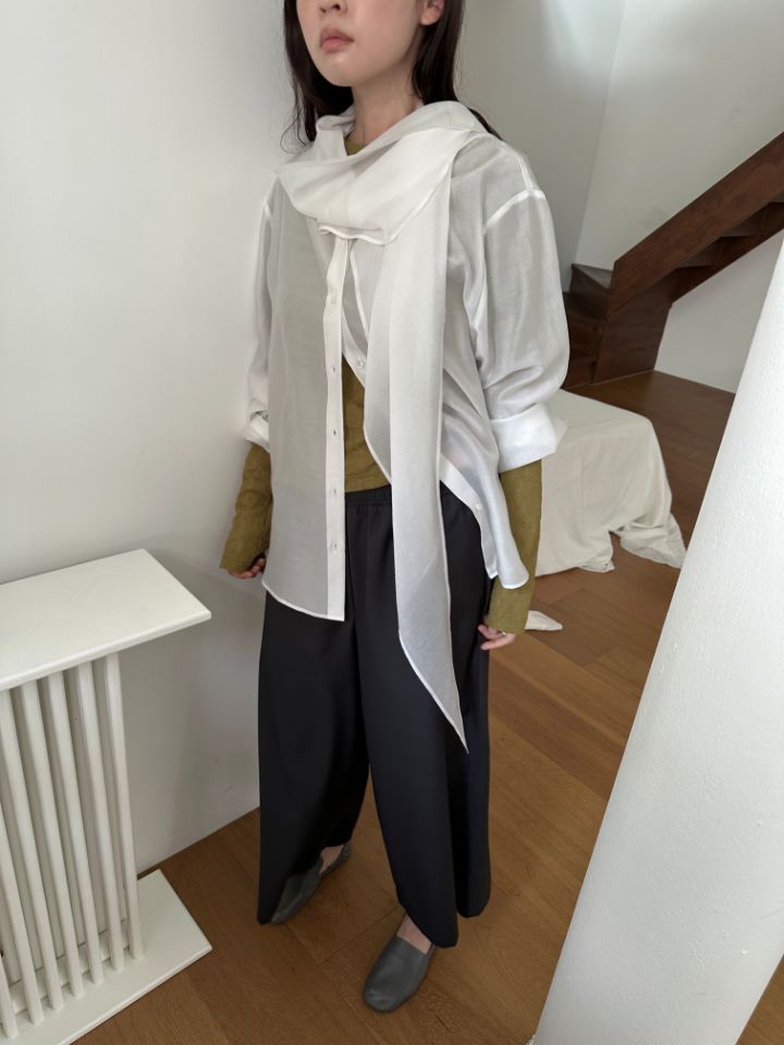MARE韓國代購26秋季新款推薦熱賣休閑時尚襯衫蕾絲衫圍巾MARE襯衫/蕾絲衫圖色3