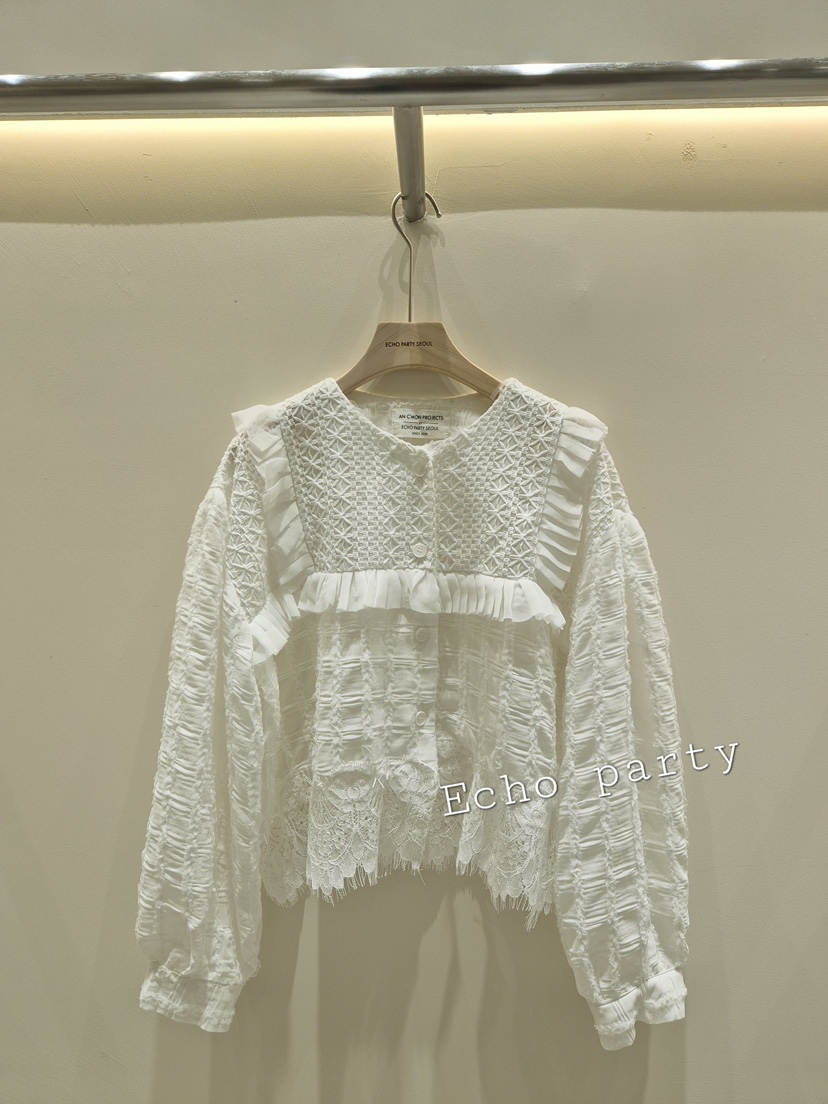 ECHOPARTY東大門代購26秋季新品推薦真品時尚熱賣襯衫蕾絲衫ECHOPARTY襯衫/蕾絲衫圖色1