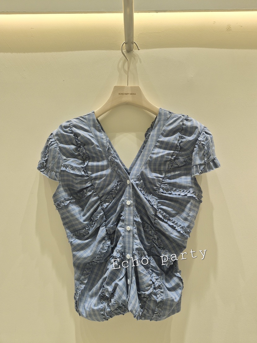 ECHOPARTY東大門代購女士新品熱賣時尚真品襯衫蕾絲衫泡泡袖ECHOPARTY襯衫/蕾絲衫圖色1