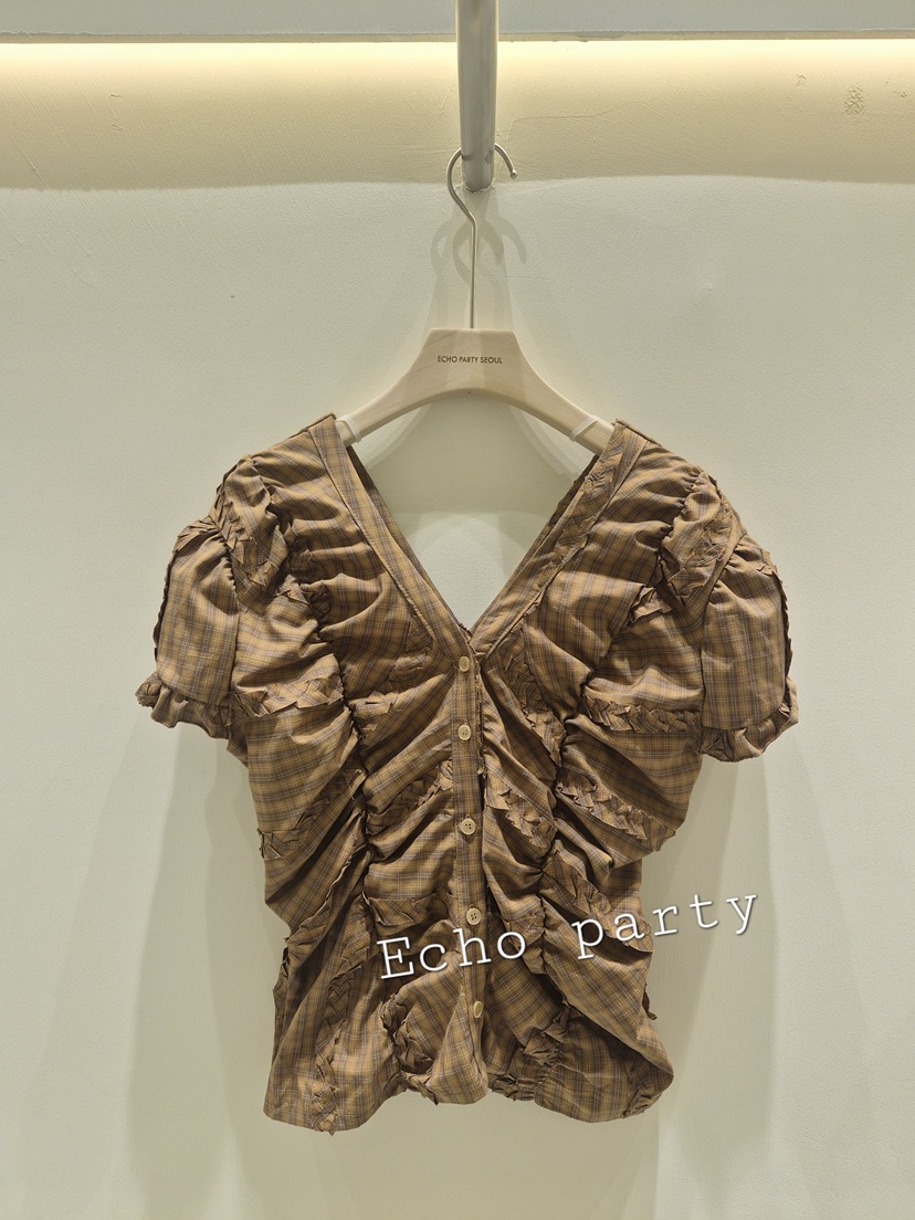 ECHOPARTY東大門代購女士新品熱賣時尚真品襯衫蕾絲衫泡泡袖ECHOPARTY襯衫/蕾絲衫圖色2