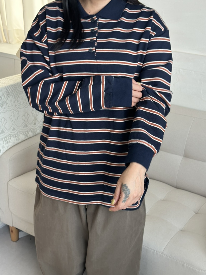 LEEHEE東大門實拍26秋季新款時尚推薦人氣熱賣長袖T恤條紋LEEHEE長袖T恤