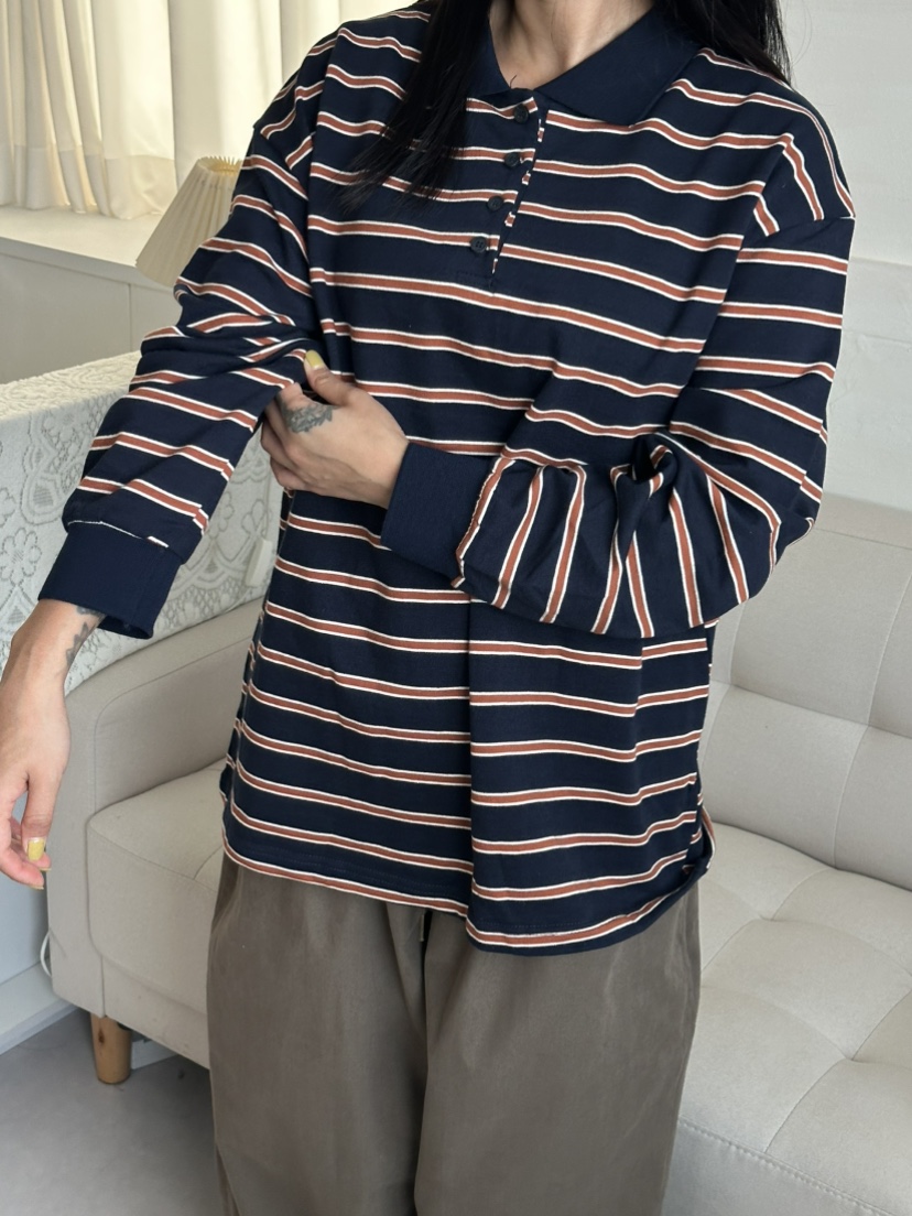 LEEHEE東大門實拍26秋季新款時尚推薦人氣熱賣長袖T恤條紋LEEHEE長袖T恤