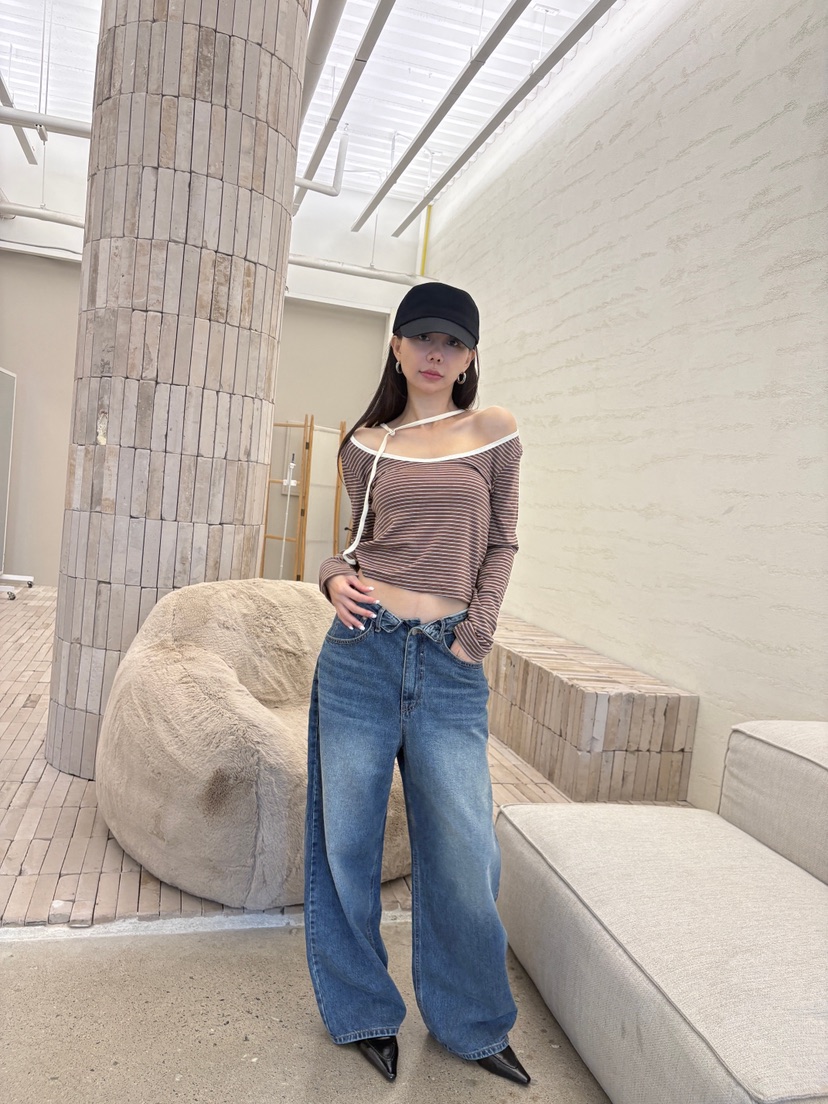 LUMIPLE韓國直郵女士新品休閑推薦人氣真品長袖T恤撞色露背LUMIPLE長袖T恤