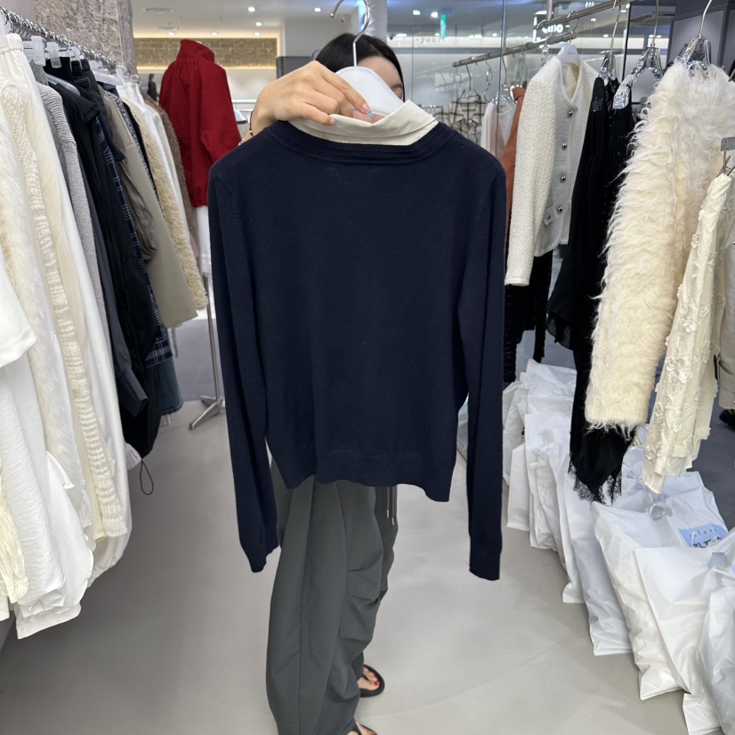 THEMORYPARK韓國代購女裝新款時尚推薦真品針織衫假兩件開衫THEMORYPARK針織衫