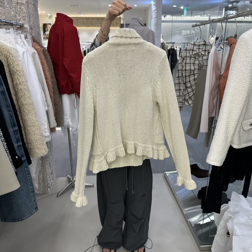 THEMORYPARK東大門直郵女士新品熱賣休閑推薦套裝荷葉邊開衫THEMORYPARK套裝