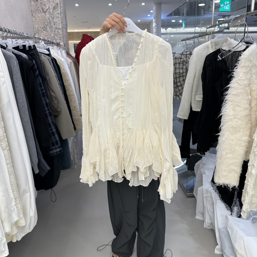 THEMORYPARK東大門實拍女裝新品推薦休閑襯衫蕾絲衫不含吊帶THEMORYPARK襯衫/蕾絲衫圖色1