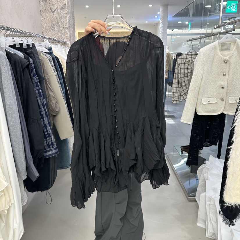 THEMORYPARK東大門實拍女裝新品推薦休閑襯衫蕾絲衫不含吊帶THEMORYPARK襯衫/蕾絲衫圖色2