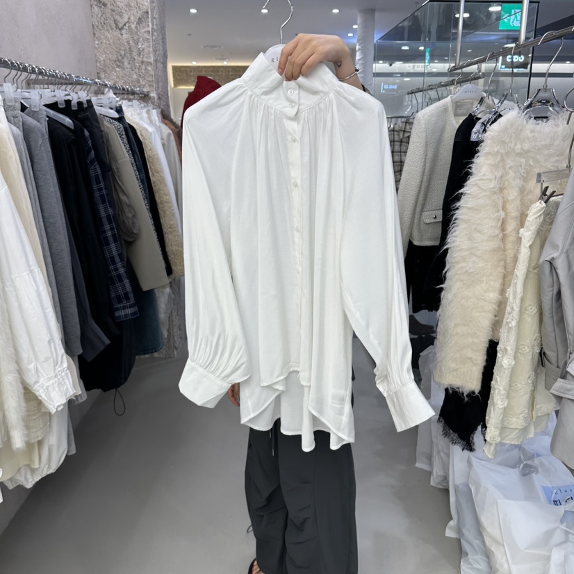THEMORYPARK韓國直郵女裝新品真品推薦襯衫蕾絲衫泡泡袖高領THEMORYPARK襯衫/蕾絲衫圖色1