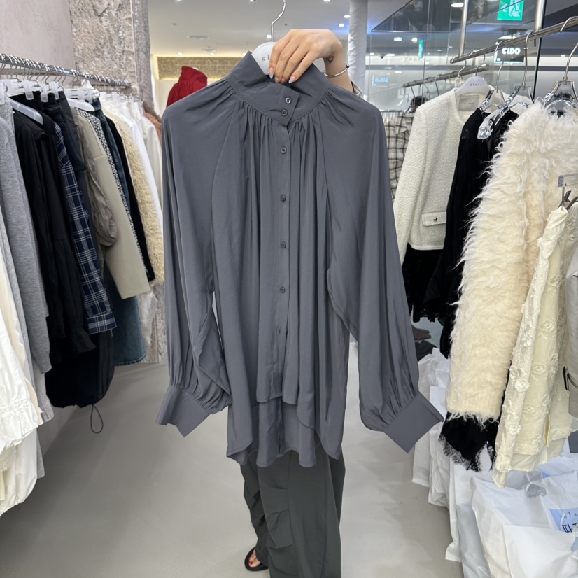 THEMORYPARK韓國直郵女裝新品真品推薦襯衫蕾絲衫泡泡袖高領THEMORYPARK襯衫/蕾絲衫圖色2